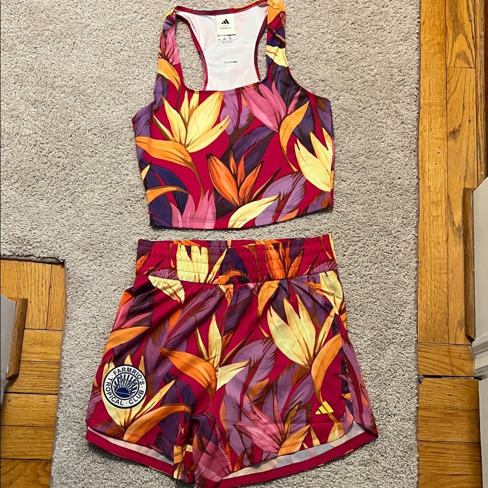 Farm Rio x Adidas Multicolor Leaf Print Sports Set